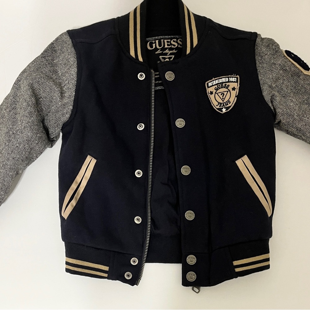 Guess Navy and Gray Varsity Jacket